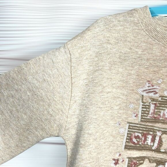 NWT Girls Mayoral Lets Enjoy Sweatshirt Beige Sequins Embroidery sz 9 (134 cm) - Picture 5 of 15